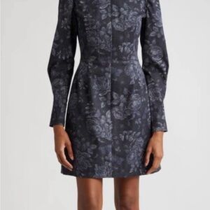 Lela Rose denim Floral gray dress sz 18 New